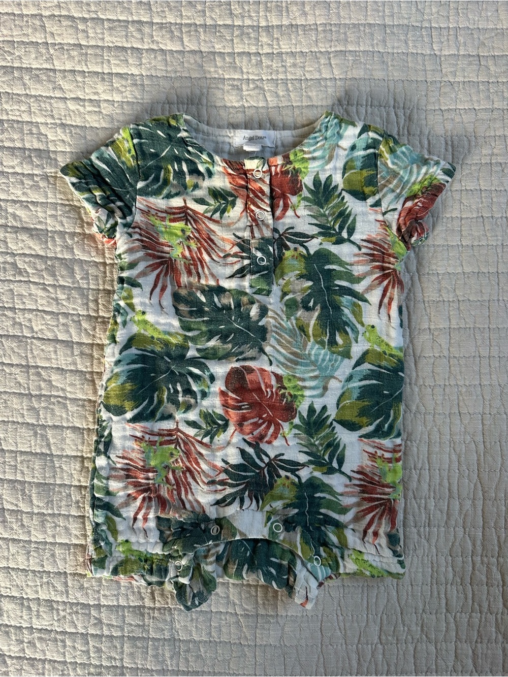 Angel Dear Tropical Leaf Short-Sleeve Romper 581